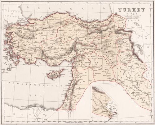 chambers map of turkey in asia 1855